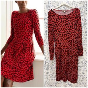 Boden Francesca  Red and Black Patterned Jersey  Dress